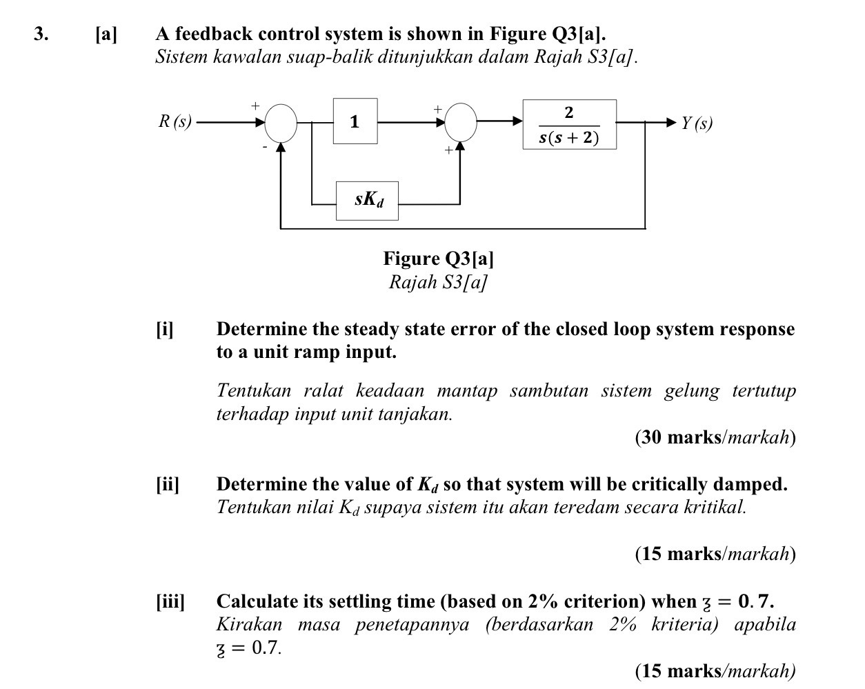 Solved 3. [a] ﻿A feedback control system is shown in Figure | Chegg.com