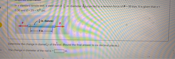 Solved In a standard tensile test, a steel rod of } -in | Chegg.com