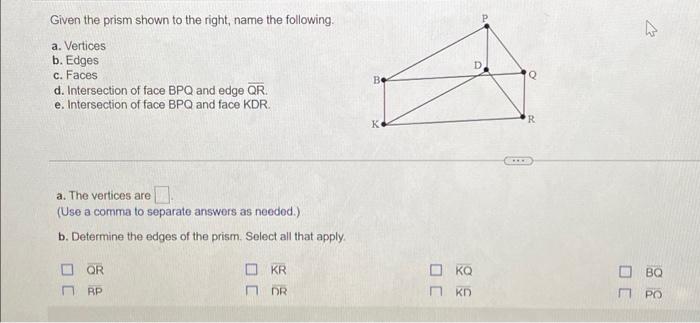 Solved W Given the prism shown to the right, name the | Chegg.com