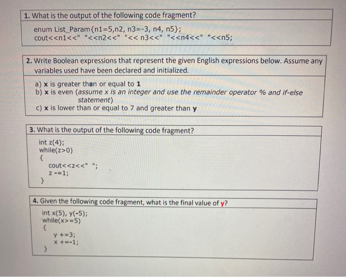 Solved 1. What is the output of the following code fragment? | Chegg.com