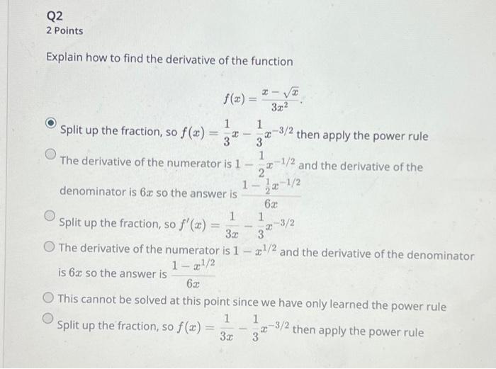 Solved Explain how to find the derivative of the function | Chegg.com