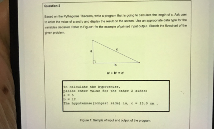 Solved Question 2 Based on the Pythagoras Theorem, write a | Chegg.com
