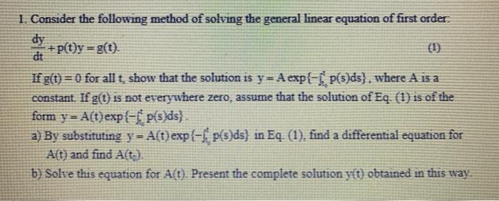 Solved 1. Consider the following method of solving the | Chegg.com