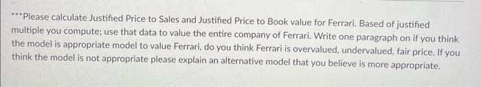Solved **Please calculate Justified Price to Sales and | Chegg.com