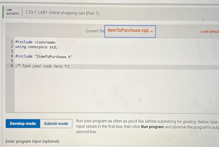 Solved 7.23 LAB*: Online shopping cart (Part 1) (1) Create | Chegg.com