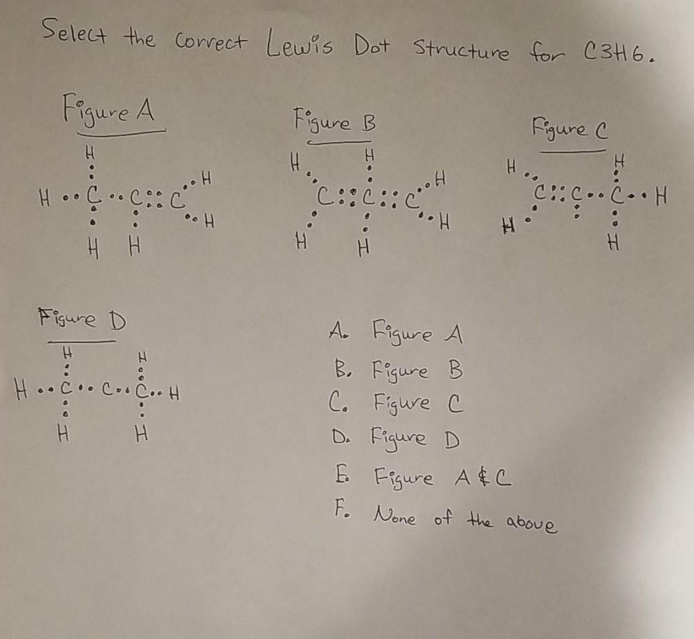 Solved Select The Correct Lewis Dot Structure For C3h6