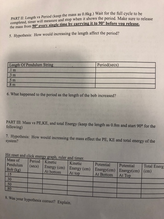 Name Section KE and PE using the Pendulum Lab Main