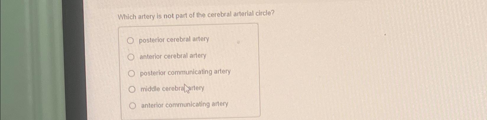 Solved Which artery is not part of the cerebral arterial | Chegg.com