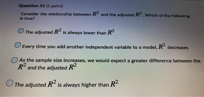 Solved Question 21 (1 point) Consider the relationship | Chegg.com