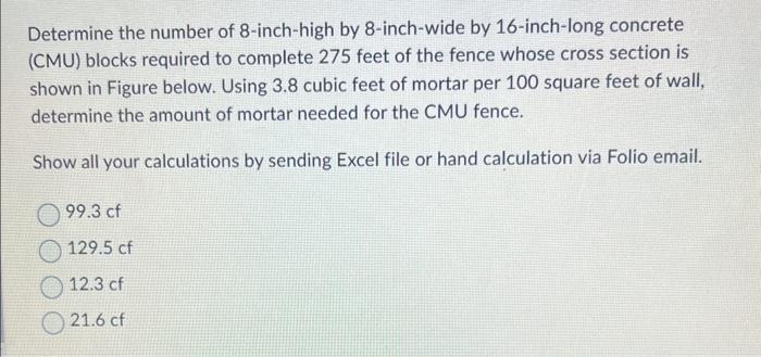 Solved Determine the number of 8-inch-high by 8-inch-wide by | Chegg.com