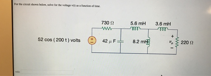 Solved For the circuit shown below, solve for the voltage | Chegg.com