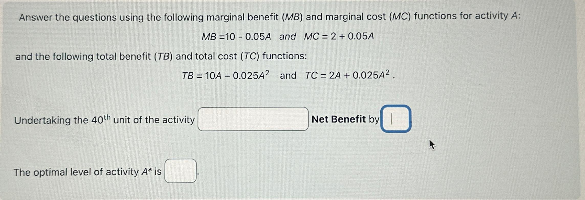 Solved Answer the questions using the following marginal | Chegg.com
