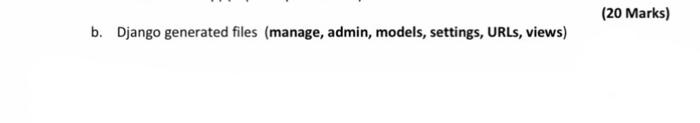Solved B. Django Generated Files (manage, Admin, Models, | Chegg.com