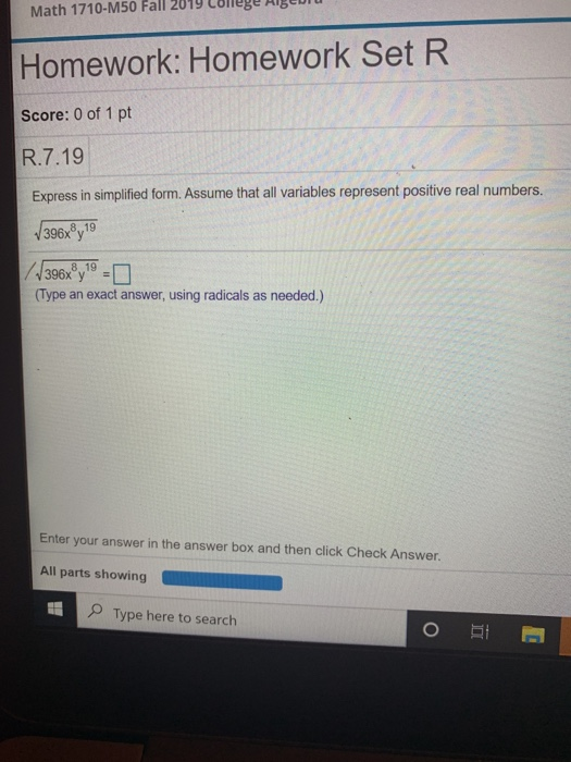 Solved Math 1710-M50 Fall 2019 College Algebiu Homework: | Chegg.com