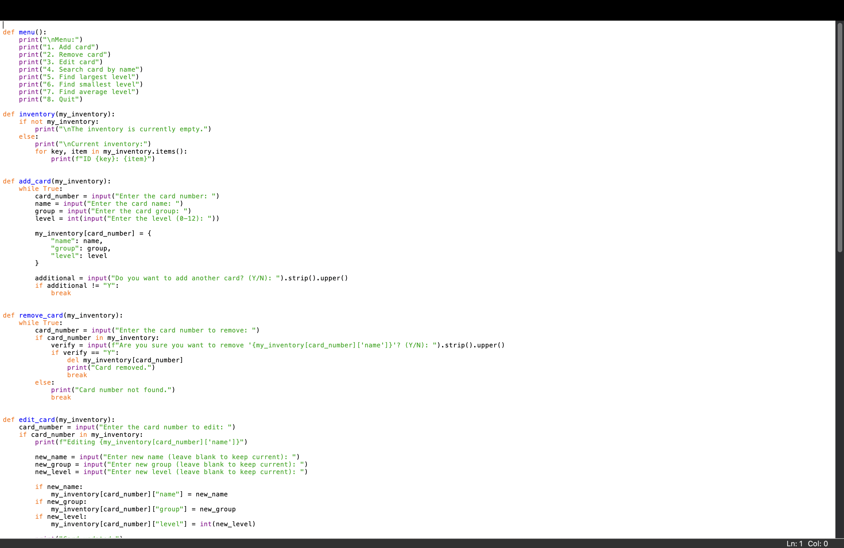 Python Programming Assignment: Refactor Inventory | Chegg.com