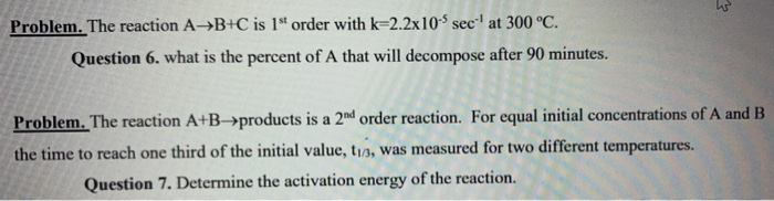 Solved The Reaction A+B -> Products Is A 2nd Order Reaction. | Chegg.com