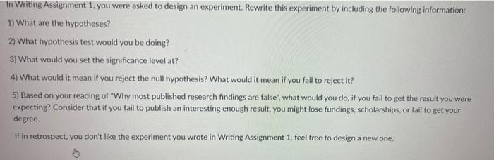 Solved In Writing Assignment 1. you were asked to design an | Chegg.com