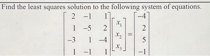 Solved Example 4 Find the least squares solution to the | Chegg.com
