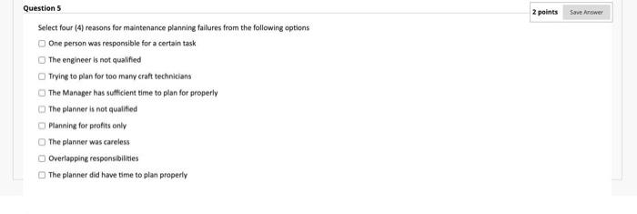 Solved Question 5 2 points Save Answer Select four (4) | Chegg.com