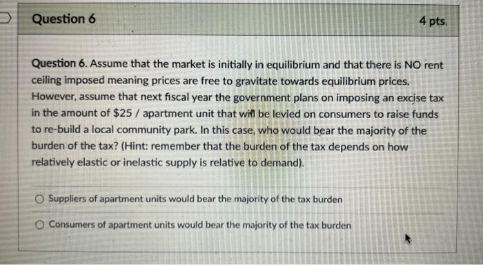 Solved Question 6 4 pts. Question 6. Assume that the market | Chegg.com