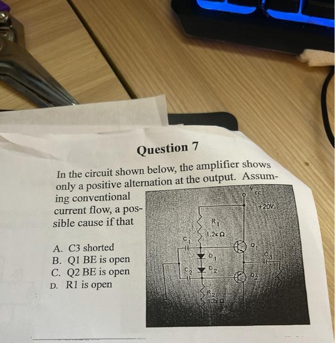 Solved Question 7 In the circuit shown below, the amplifier | Chegg.com