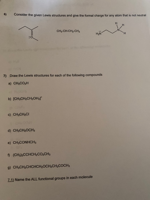 Solved 6) Consider The Given Lewis Structures And Give The | Chegg.com