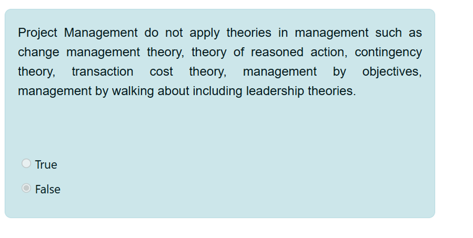 Solved Project Management do not apply theories in | Chegg.com