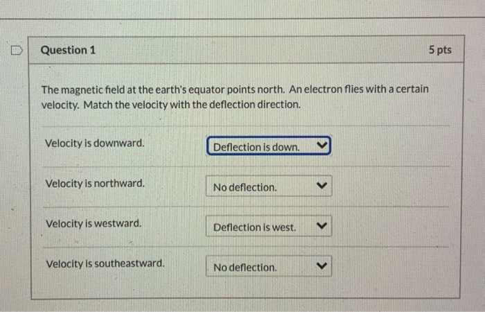 Solved Question 1 5 pts The magnetic field at the earth's | Chegg.com
