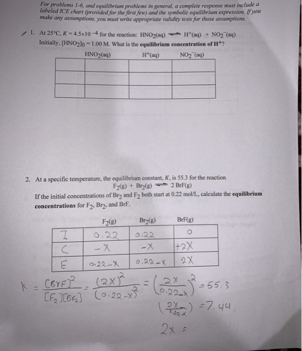 Solved For problems 1-6, and equilibrium problems in | Chegg.com