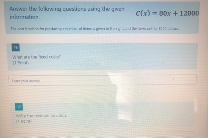 Solved Answer the following questions using the given | Chegg.com