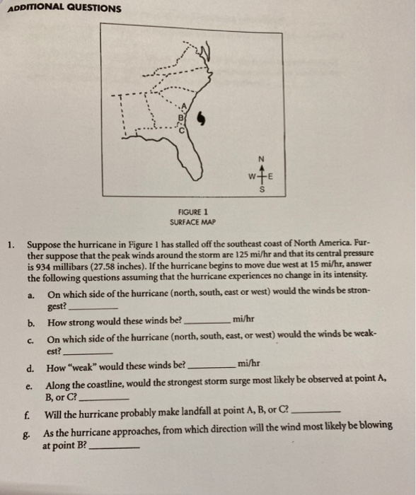 Solved ADDITIONAL QUESTIONS w +E FIGURE 1 SURFACE MAP 1. | Chegg.com