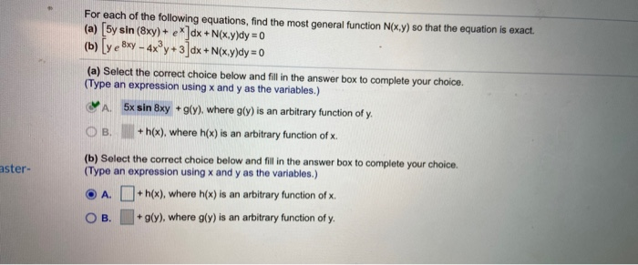 Solved For Each Of The Following Equations Find The Most Chegg Com