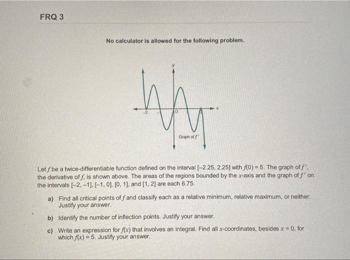 Solved FRQ3 No calculator is allowed for the following | Chegg.com