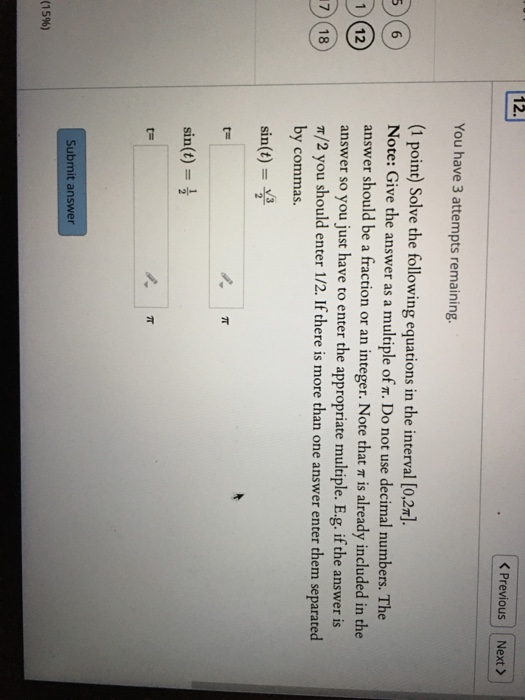 Solved 12. You have 3 attempts remaining. | Chegg.com