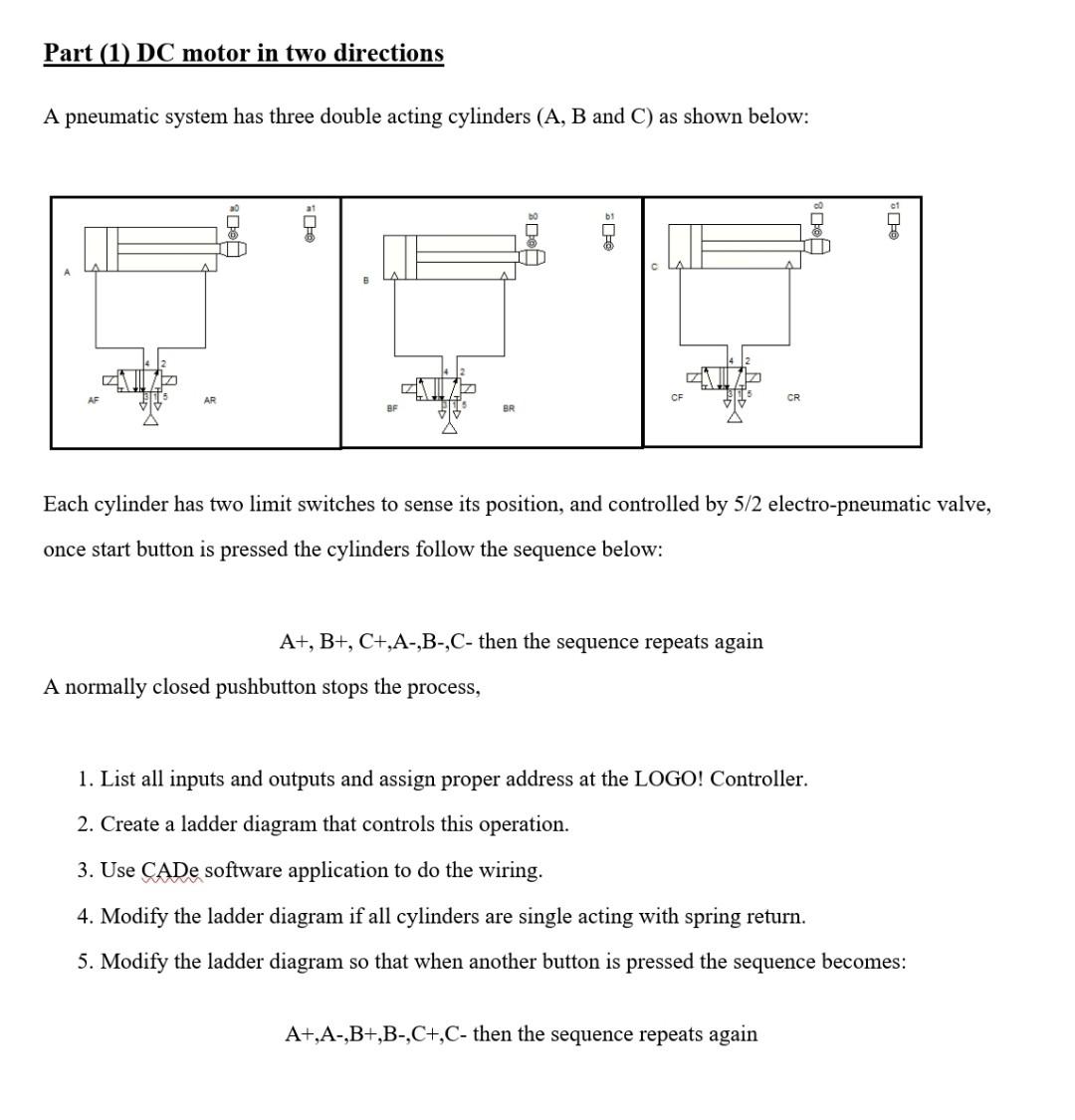 Solved Drwa the ladder diagram first sequence A+, B+, C+, | Chegg.com