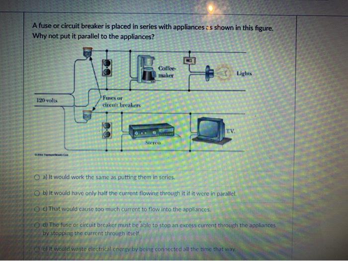 Solved A fuse or circuit breaker is placed in series with