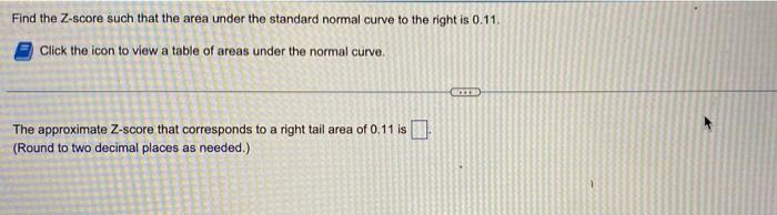 Solved Find the Z-score such that the area under the | Chegg.com