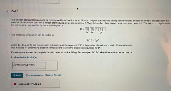 Solved Part The electron configuration can also be | Chegg.com