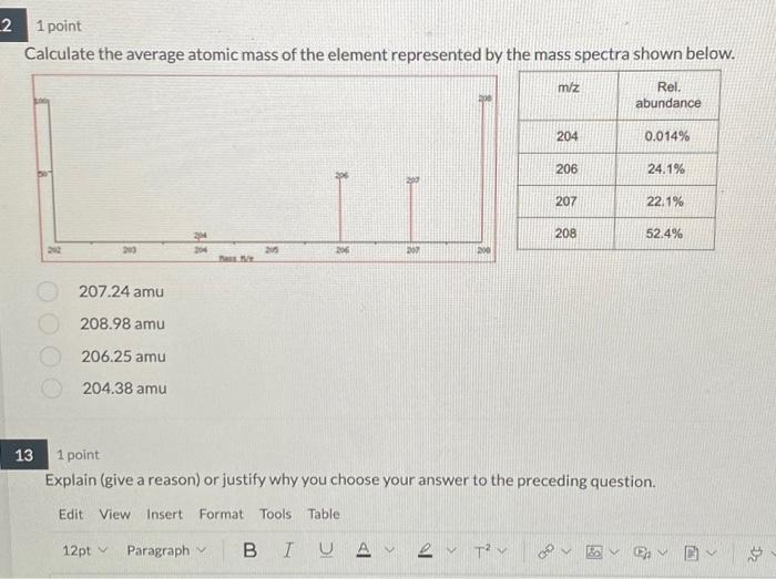 how to calculate average mass of an element