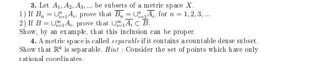 Solved 3 Let A1a2a3 Be Subsets Of A Metric Space X 1 3975
