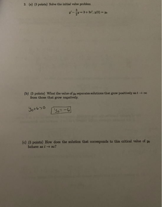 Solved 3. (a) (5 points) Solve the initial value problem | Chegg.com