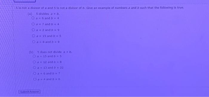 Solved 5 is not a divisor of a and 5 is not a divisor of b. | Chegg.com