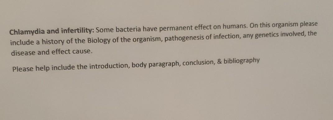 Solved Chlamydia and infertility: Some bacteria have | Chegg.com