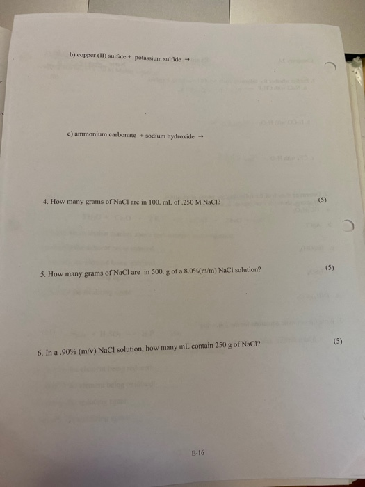 Solved b) copper (II) sulfate + potassium sulfide → e)