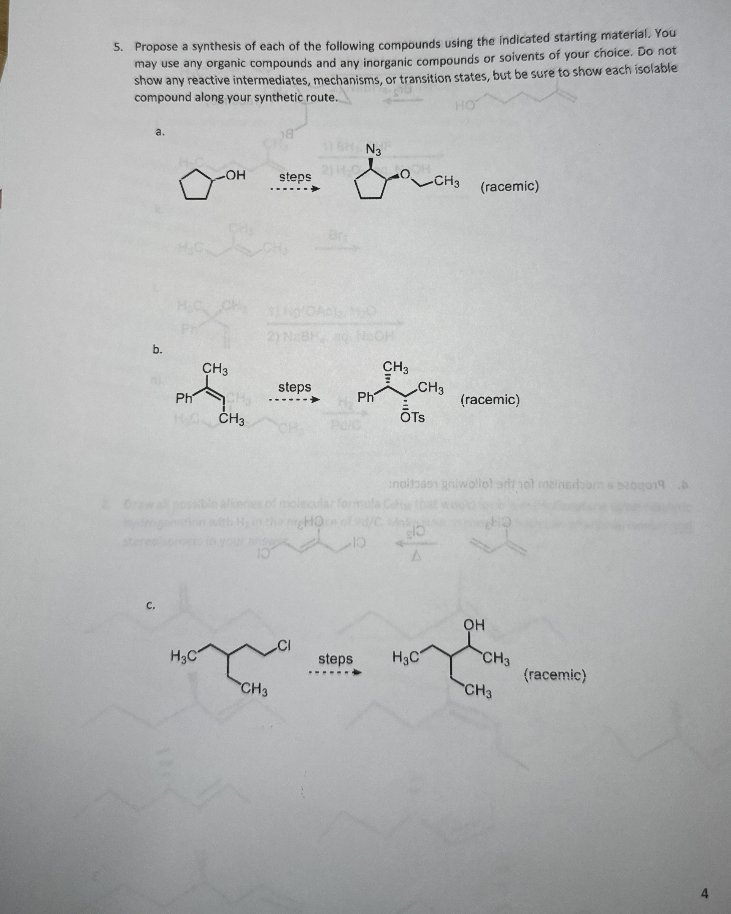 Solved PLEASE DRAW!! Propose a synthesis of each of the | Chegg.com