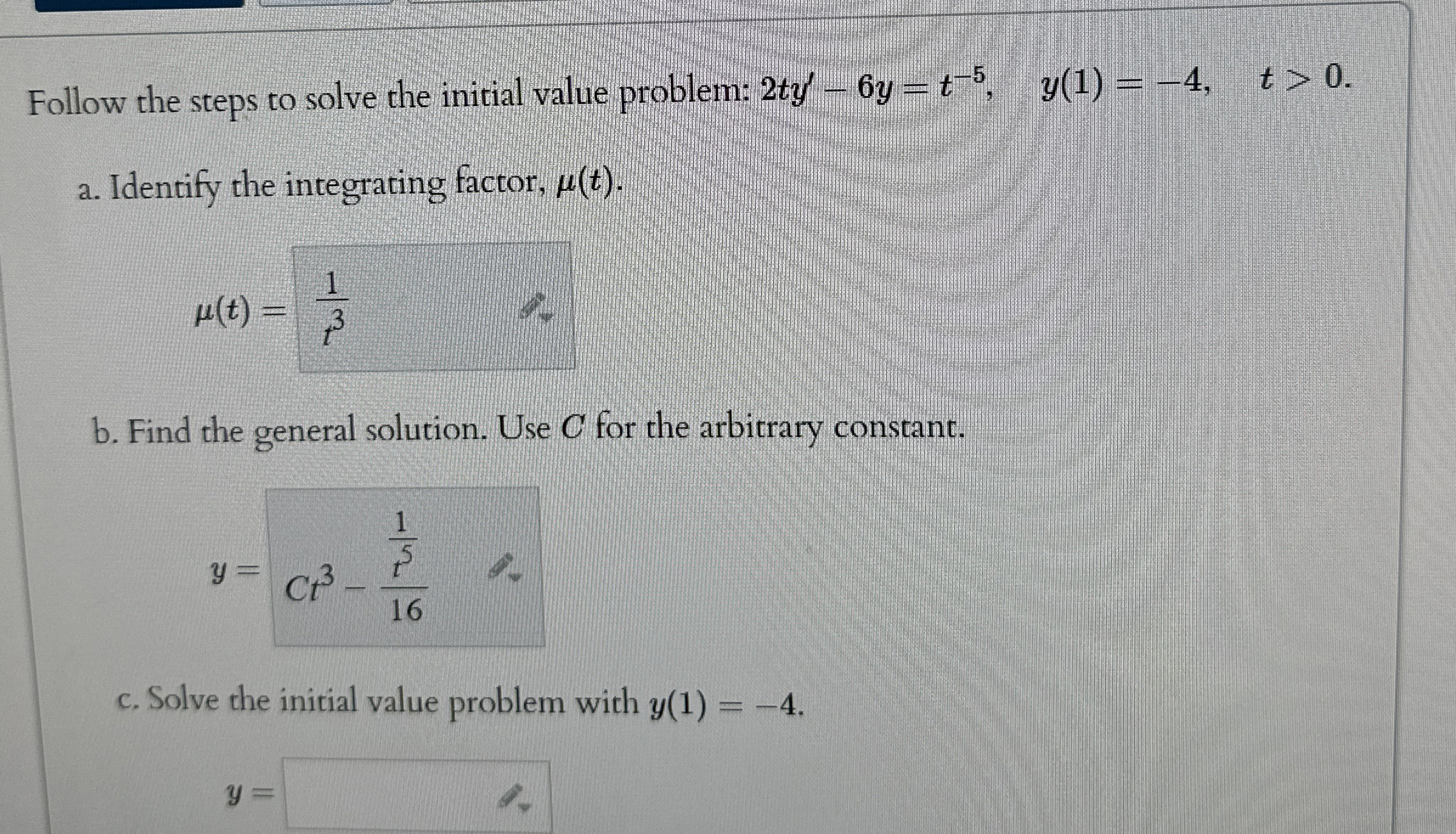 Solved Follow the steps to solve the initial value problem: | Chegg.com