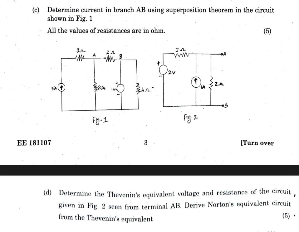 Solved C Determine Current In Branch Ab Using Chegg Com