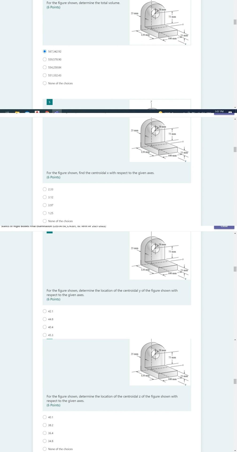 Solved For The Figure Shown, Determine The Total Volume. (6 | Chegg.com