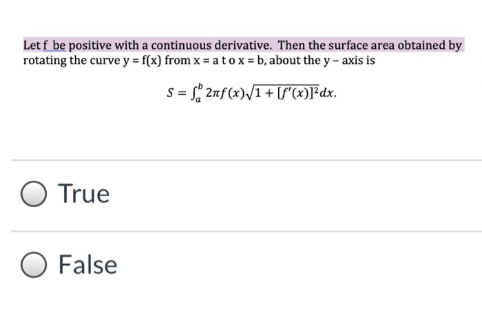 Solved Let F Be Positive With A Continuous Derivative. Then | Chegg.com