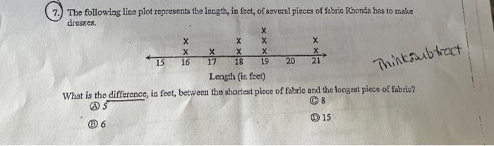 Solved 17 7.) The following line plot represents the length, | Chegg.com